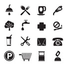 Silhouette Petrol Station and Travel icons - Vector Icon Set