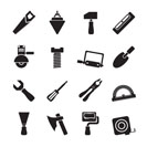 Silhouette Building and Construction Tools icons - Vector Icon Set