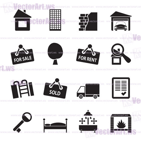 Silhouette Real Estate icons - Vector Icon Set