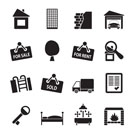 Silhouette Real Estate icons - Vector Icon Set