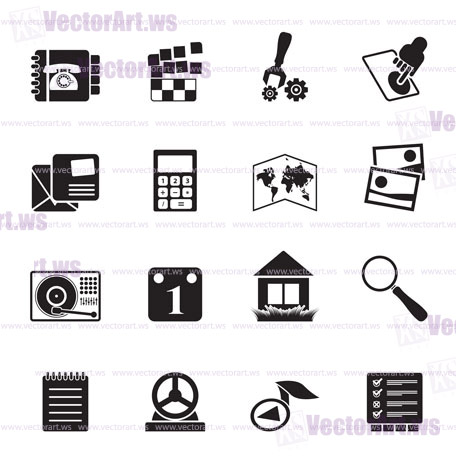 Silhouette Mobile Phone and Computer icon - Vector Icon Set