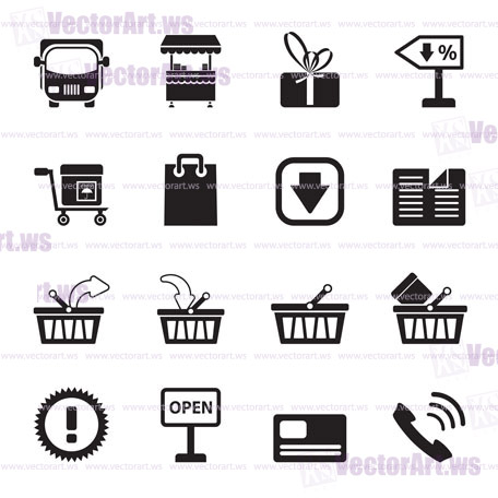 Silhouette Online shop icons - vector icon set