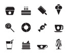 Silhouette Sweet food and confectionery icons - vector icon set