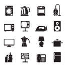 Silhouette home equipment icons - vector icon set