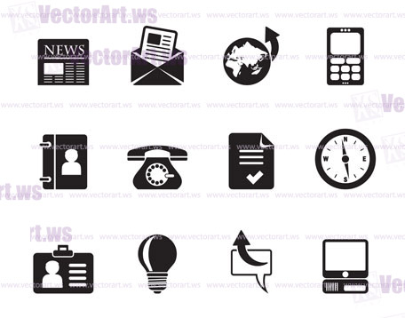 Silhouette Business and office icons - vector icon set