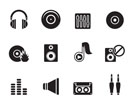 Silhouette Music and sound icons -  Vector Icon Set