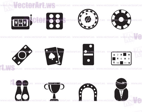 Silhouette gambling and casino Icons - vector icon set