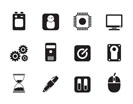 Silhouette Computer and mobile phone elements icon - vector icon set