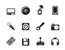 Silhouette Computer and mobile phone elements icon - vector icon set