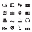 Silhouette Computer equipment and periphery icons - vector icon set