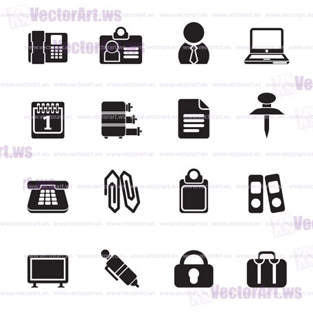 Silhouette Business and Office icons - vector icon set