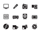 Silhouette Media equipment icons - vector icon set