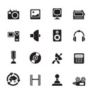 Silhouette Media and household  equipment icons - vector icon set