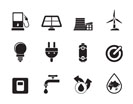 Silhouette Ecology, power and energy icons - vector icon set