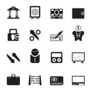 Silhouette Bank, business and finance icons - vector icon set