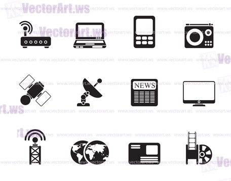 Silhouette Business, technology  communications icons - vector icon set