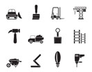 Silhouette Building and Construction equipment icons - Vector Icon Set