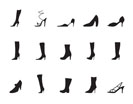 Silhouette shoe and boot icons - vector icon set