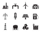 Silhouette Power and electricity industry icons - vector icon set