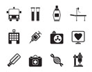 Silhouette Medicine and healthcare icons - vector icon set