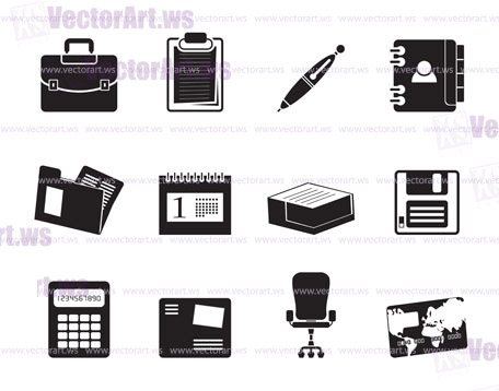 Silhouette Business and office icons - vector icon set