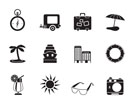 Silhouette Travel, Holiday and Trip Icons -  Vector Icon Set