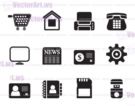 Silhouette Business, office and website icons - vector icon set