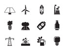 Silhouette Power, energy and electricity icons - vector icon set