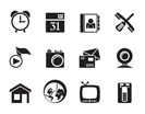 Silhouette mobile phone and computer icons - vector icon set