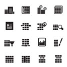 Silhouette Database and Table Formatting Icons - Vector Icon Set