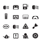 Silhouette Car Dashboard - realistic vector icons set