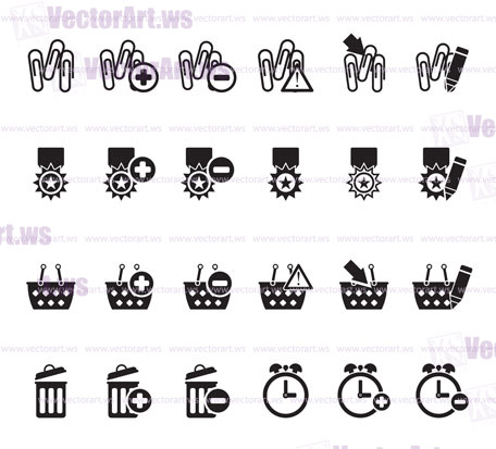 Silhouette 24 Business, office and website icons - vector icon set 1