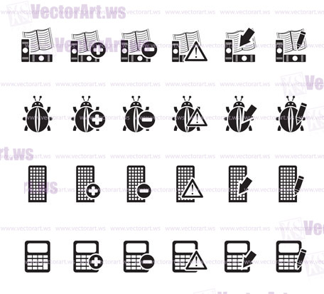 Silhouette 24 Business, office and website icons - vector icon set 2