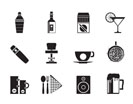 Silhouette Night club, bar and drink icons - vector icon set