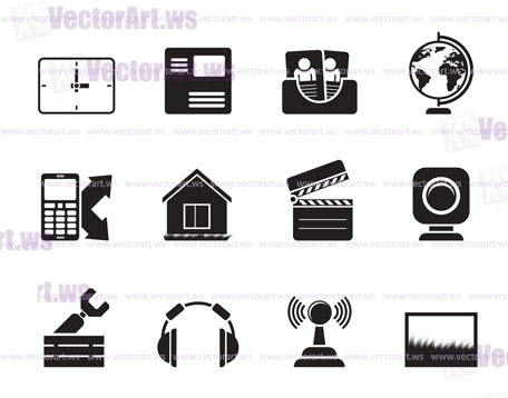 Silhouette Mobile phone and computer icons - vector icon set