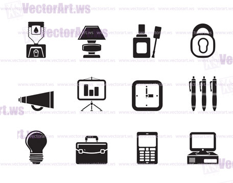 Silhouette Business and office icons - vector icon set