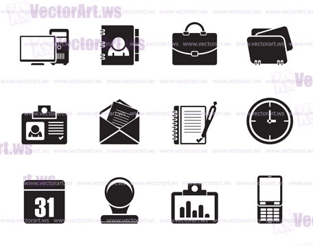 Silhouette Web Applications,Business and Office icons, Universal icons - vector icon set