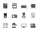 Silhouette Home electronics and equipment icons - vector icon set
