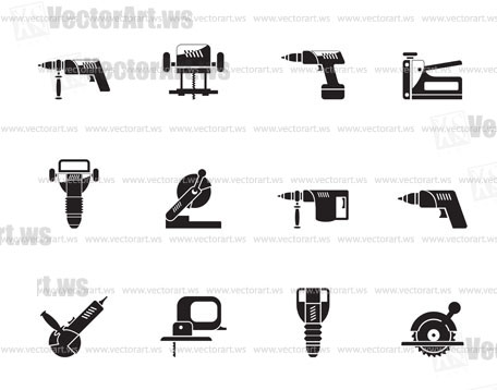 Silhouette Building and Construction Tools icons - Vector Icon Set