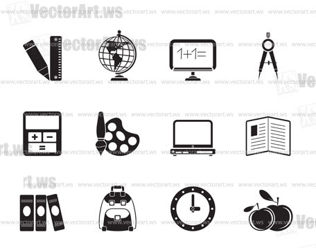 Silhouette School and education icons - vector icon set