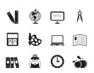 Silhouette School and education icons - vector icon set