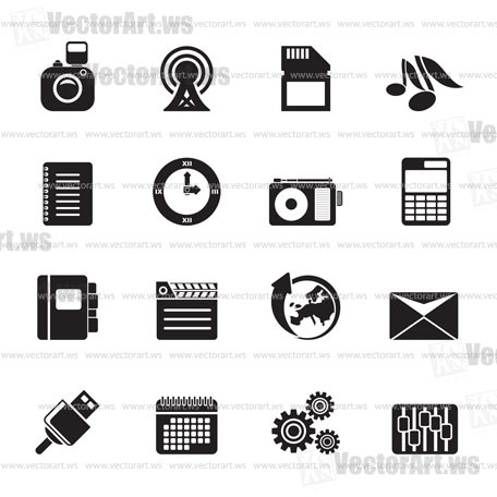 Silhouette Phone Performance, Business and Office Icons - Vector Icon Set