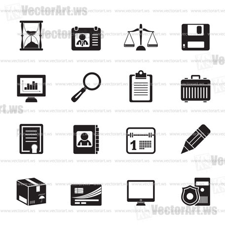 Silhouette Business and office Icons -vector icon set