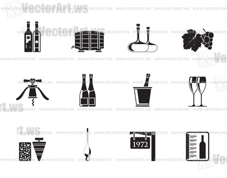 Silhouette Wine and drink Icons - Vector Icon Set