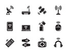 Silhouette Wireless and communication technology icons - vector icon set