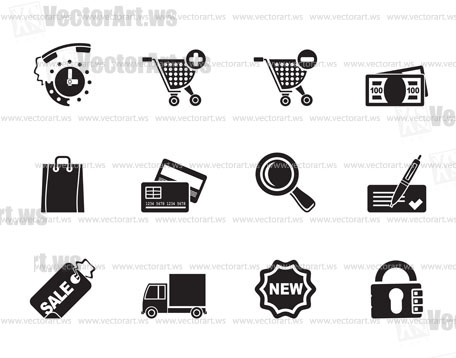 Silhouette Internet icons for online shop - vector icon set