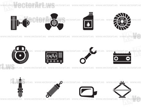 Silhouette Car Parts and Services icons - Vector Icon Set