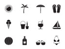 Silhouette Summer, Holiday and beach objects - Vector Illustration
