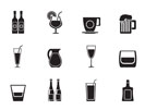 Silhouette different kind of drink icons - vector icon set