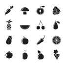 Silhouette Different kinds of fruits and Vegetable icons - vector icon set
